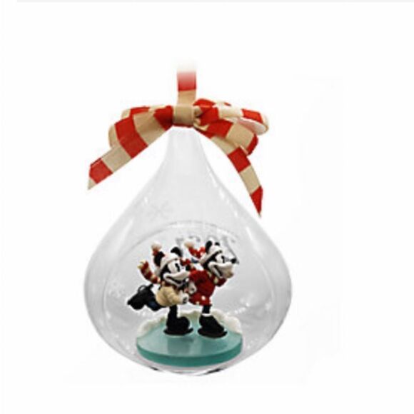 Disney 2021 Mickey and Minnie Mouse Glass Drop Sketchbook Ornament NWT - Picture 2 of 8